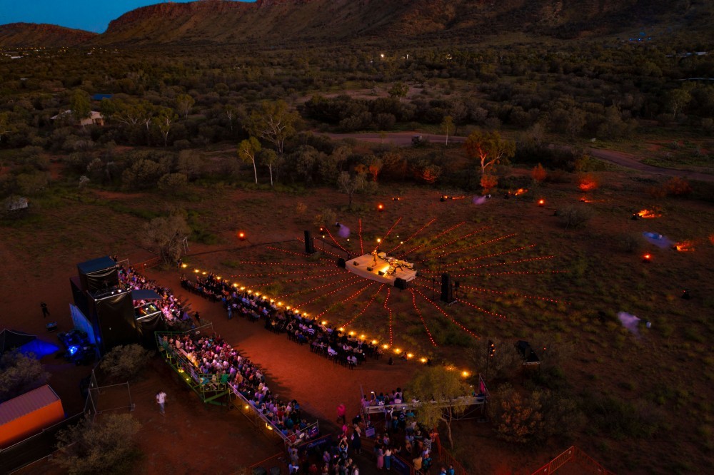 Aerial view of the stage at Parrtjima