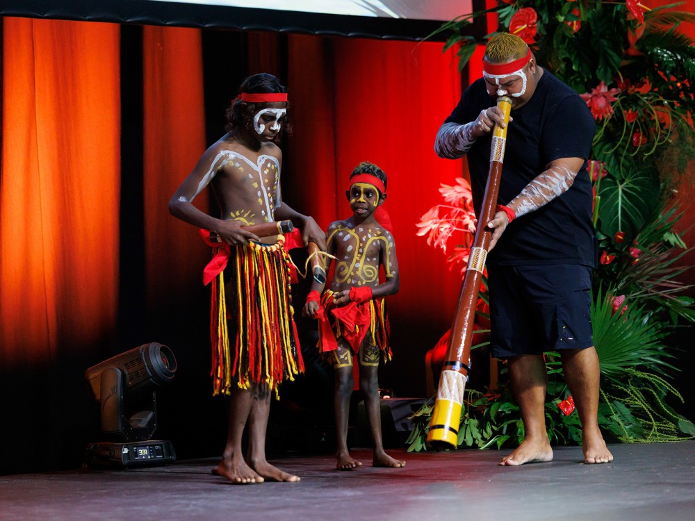 A traditional Welcome to Country and cultural performance at the SNAICC’23 conference