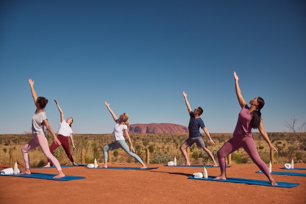 Incentive group yoga at Uluru 