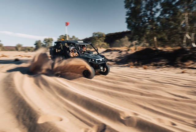 Car driving in desert