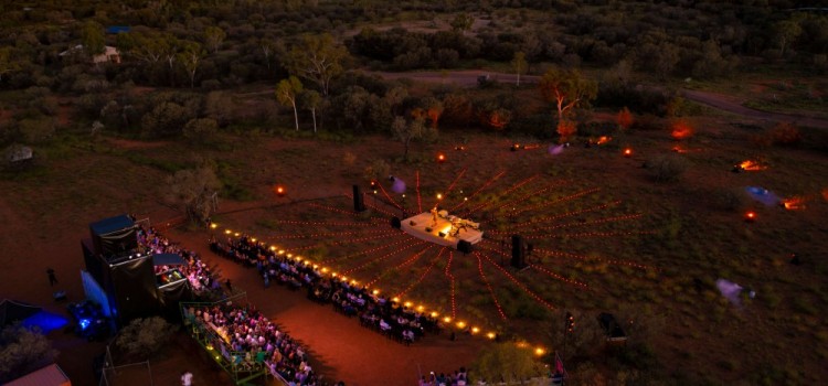 Aerial view of the stage at Parrtjima