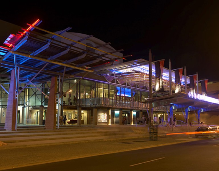 Street view of Darwin Entertainment Centre at night 