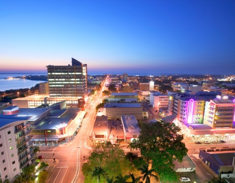 Twilight view of Darwin CBD