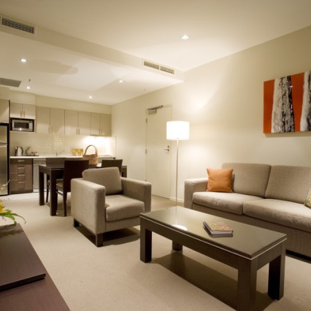 Bedroom lounge and kitchen at Quest Alice Springs