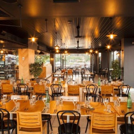 Indoor dining area at Wharf One Food & Wine