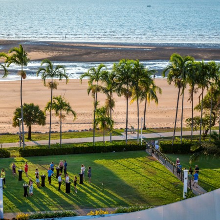 Ariel view of grass area at Mindil Beach Casino and Resort 